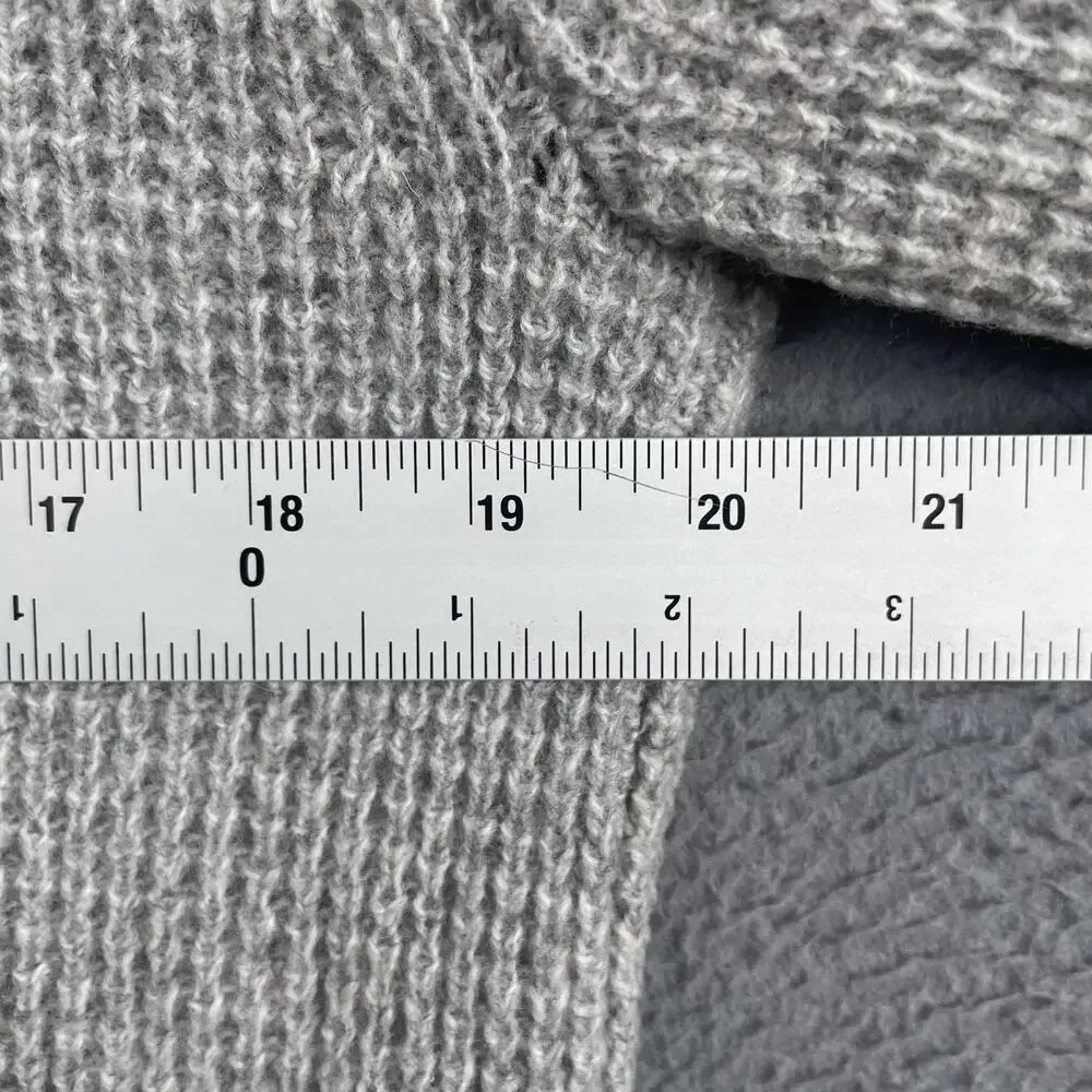 Banana Republic Sweater Womens M Gray Waffle-Knit Crew Neck Pullover Long Sleeve